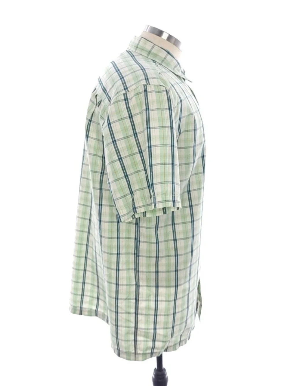 The North Face Green Plaid Button Up Short Sleeve Shirt Mens Size Medium